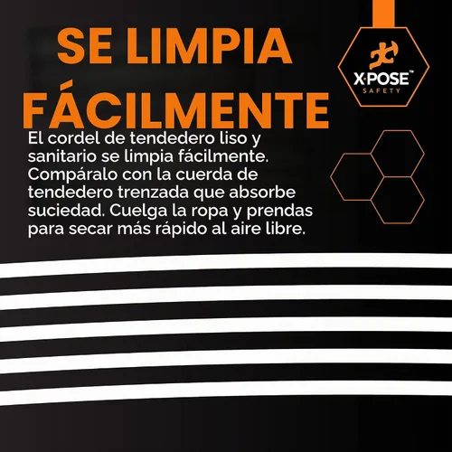 Vista 6 de Cuerda de plástico de 5/32 pulgadas x 50 pies, línea de ropa blanca para colgar y secar la ropa, línea de lavandería de plástico trenzado resistente
