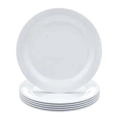 Vista 7 de Amazon Basics Melamina (plástico), plato ovalado de borde estrecho, juego de 6 piezas, 13 x 9.75 pulgadas, blanco