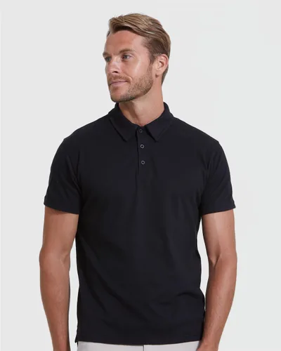 Vista 2 de True Classic Camisas polo para hombre, camisas de golf ajustadas de primera calidad para hombres y hombres, polos de manga corta, color negro, Negro