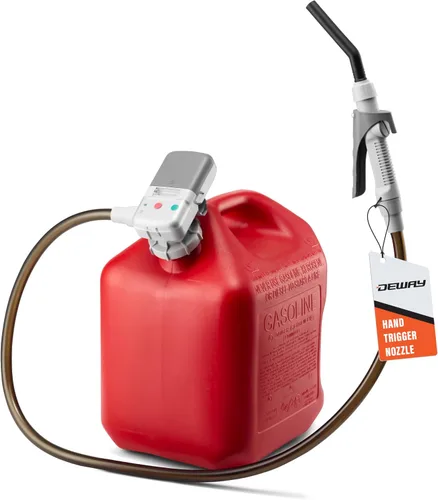 Vista 11 de Bomba de transferencia de combustible automática DEWAY con parada automática, tasa de flujo de 2.4 GPM y alimentación por batería AA, adaptador