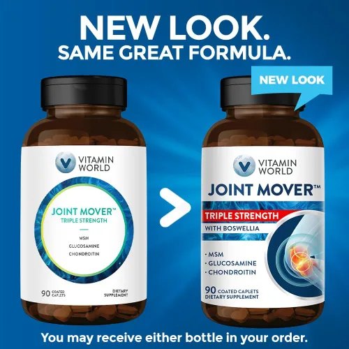Vista 3 de Vitamin World Movimiento de articulaciones de triple fuerza, glucosamina condroitina con suplemento de apoyo articular MSM, extracto de colágeno