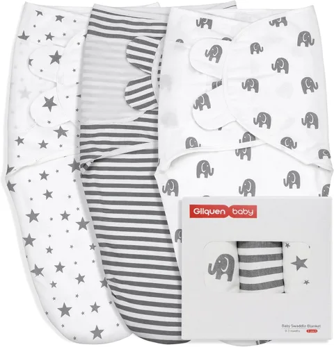 Vista 13 de GLLQUEN BABY Sacos de Dormir Envolventes Orgánicos para Recién Nacidos - Envolturas para Bebés de 0-3 Meses, Paquete de 3 Sacos Envolventes