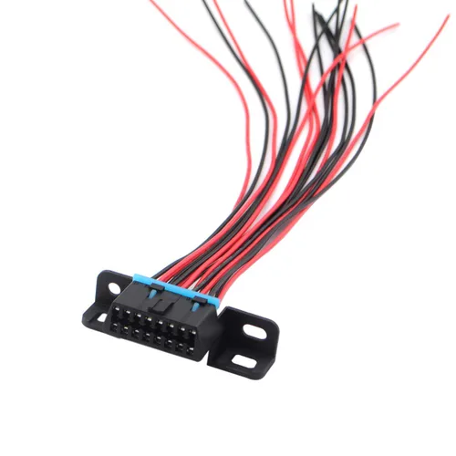 Vista 2 de iKKEGOL OBD II J1962F OBD2 - Conector hembra de 16 pines, puerto de salpicadero, cable estañado abierto, coleta, cables completos, bricolaje