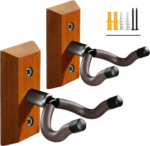 Vista 11 de Colgador de pared para guitarra, 2 piezas, gancho de madera de haya, soporte para guitarra Beech Wood
