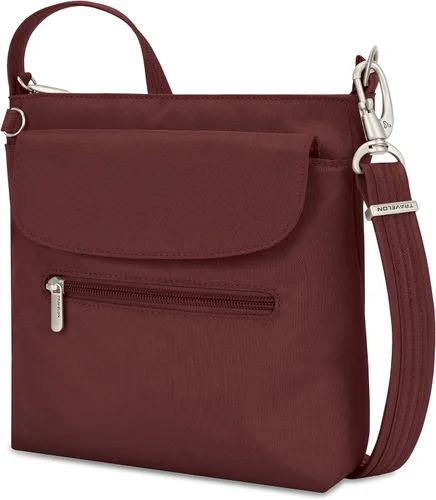 Vista 8 de Travelon - Mini bolsa clásica de hombro antirrobo, Vino), 42459-230