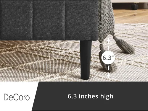 Vista 7 de Decoro Chicago Channel - Cama tapizada capitoné con diseño capitoné, color Gris oscuro