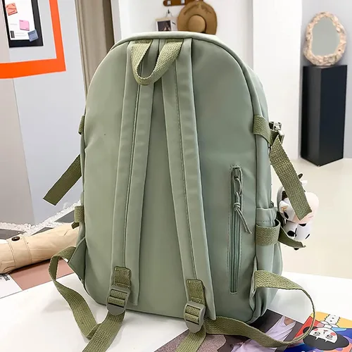 Vista 5 de POYIPI Nueva mochila estética Kawaii mochila con insignia Pins Llavero colgante Mochila de viaje ligera, Verde, Mochilas de viaje