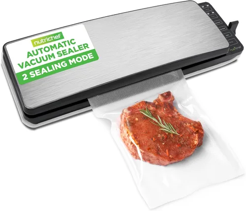 Vista 9 de NutriChef Selladora al vacío automática para alimentos con función de doble sellado, sistema eléctrico de sellado al vacío para alimentos secos
