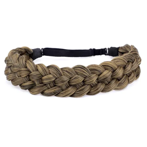 Vista 39 de Diadema clásica de cabello sintético trenzado de 5 hebras, trenzas gruesas y anchas, extensión de cabello con elástico para mujeres y niñas