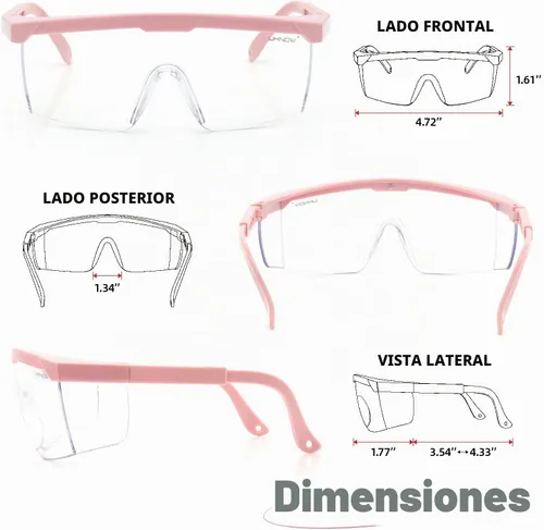 Vista 6 de UKNOW Paquete de 2 gafas de seguridad antivaho ANSI Z87.1 – Gafas protectoras ajustables – Gafas de laboratorio de lente transparente