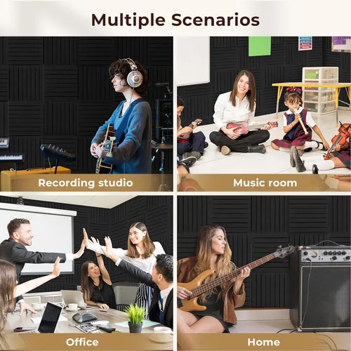 Vista 8 de Vangoa Paquete de 12 paneles acústicos autoadhesivos a prueba de sonido para paredes de 12 x 12 x 2 pulgadas, espuma absorbente de sonido