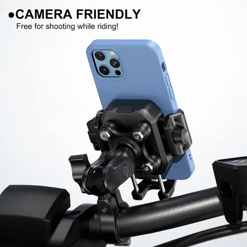 Vista 2 de iMESTOU Soporte de teléfono antivibración para motocicletas y bicicletas con amortiguadores y diseño antirrobo, soporte de teléfono de bola de 1