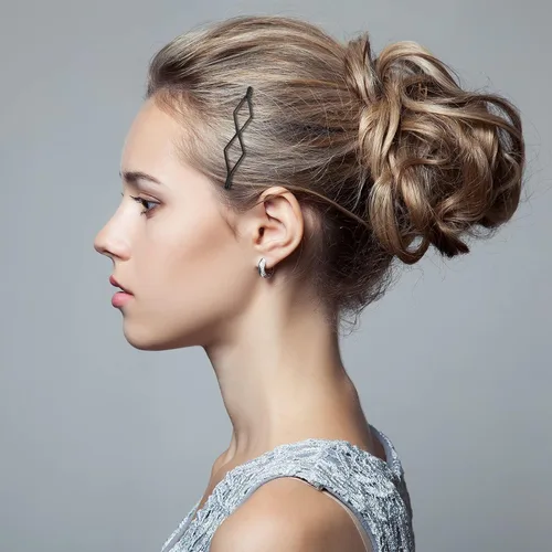 Vista 4 de 10 pinzas y pasadores geométricos de metal para el cabello, accesorios minimalistas para el cabello para mujeres y niñas, bodas y peinados (negro)