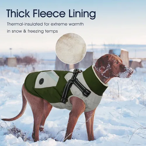 Vista 6 de IECOii Abrigos para perros pequeños, arnés de invierno con cremallera, color verde, talla XS, cálido abrigo de invierno para perros pequeños