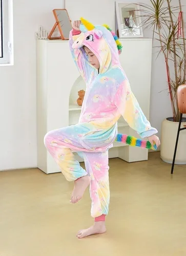 Vista 3 de unicorn warrior Pijama de unicornio para niños, disfraz de Halloween, Navidad, cosplay, ropa de dormir, pijama de una pieza para niñas y niños