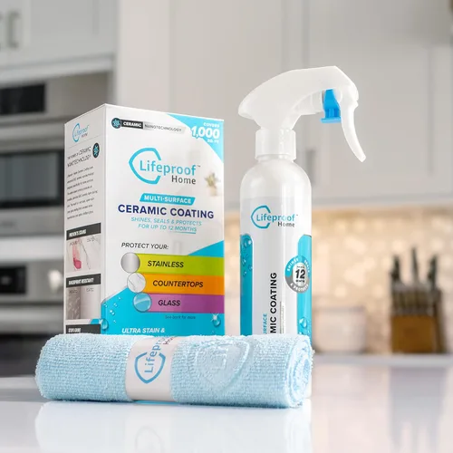 Vista 3 de Kit de aerosol de recubrimiento cerámico Lifeproof - Brillo, sello y protección para superficies de cocina y baño, repele manchas y suciedad