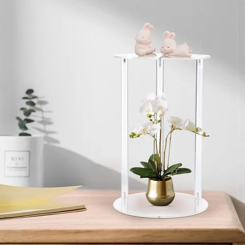 Vista 7 de YourGift Soporte para plantas de interior y exterior, soporte acrílico para plantas de interior, estante resistente para macetas, estante