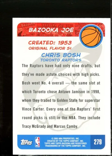 Vista 2 de Chris Bosh BAZ Rookie Card 2003-04 Bazooka Mini #279