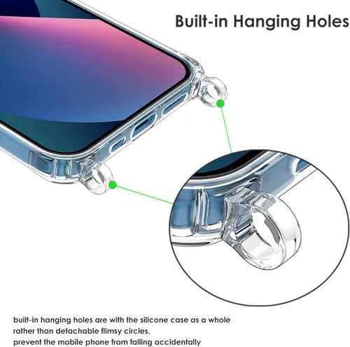 Vista 3 de ZTOFERA Compatible con iPhone 12/iPhone 12 Pro, funda transparente con cordón ajustable, TPU suave y delgada, a prueba de golpes, funda cruzada
