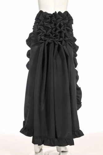 Vista 9 de HaoLin Steampunk Retro Victorian Punk Cincher Lace Up Long Ruffle Falda lápiz Negro, Negro