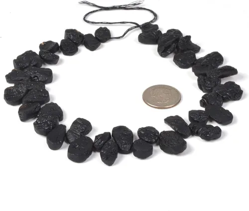 Vista 2 de Natural Tektite Slice Chips Rock DIY Joyería Hacer Cuentas 16 Pulgadas