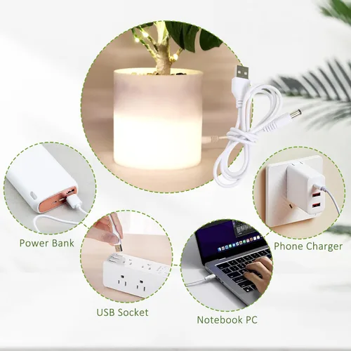 Vista 5 de RECUTMS Plantas falsas altas de 18 pulgadas con luz artificial Monstera planta palmera tropical en maceta blanca de imitación vegetación en maceta