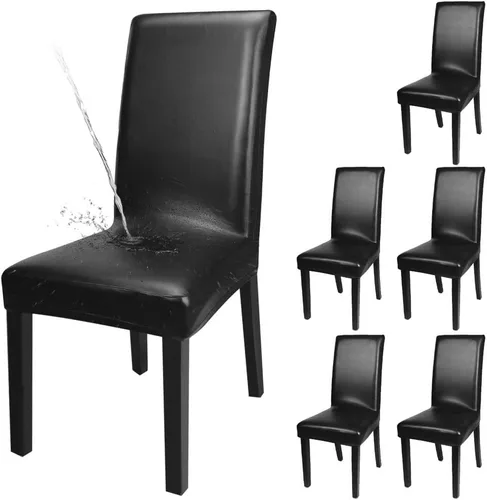 Vista 45 de Fundas para silla de comedor Yisun, fundas elásticas para silla de comedor, funda protectora para silla de comedor, mezcla de poliéster, Beige