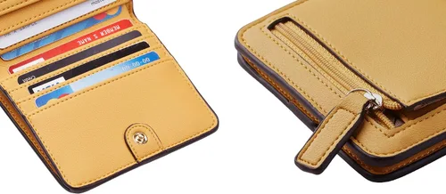 Vista 7 de Toughergun - Billetera para mujer, con bloqueo Rfid, pequeña, compacta, plegable, de lujo, de cuero, con bolsillo para mujer, minivestido