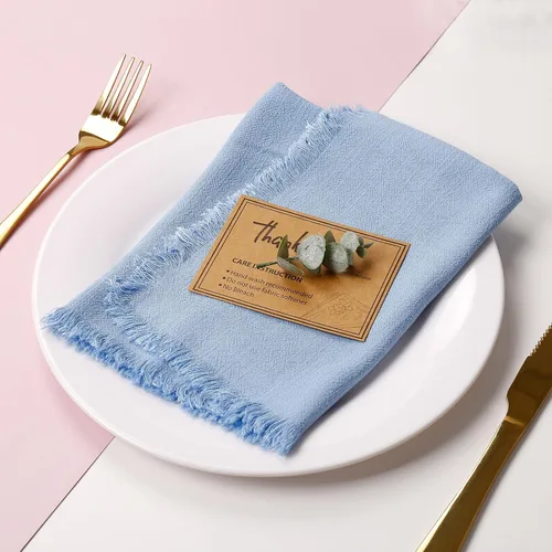 Vista 6 de Juego de 8 servilletas de tela de lino de algodón para el día de San Valentín, servilletas hechas a mano con flecos para bodas elegantes, Navidad