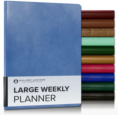 Vista 101 de Gallery Leather Planificador Semanal y Mensual Grande 2025-2026, Calendario Planificador y Cuaderno Elegantemente Encuadernado con Elegantes Bordes
