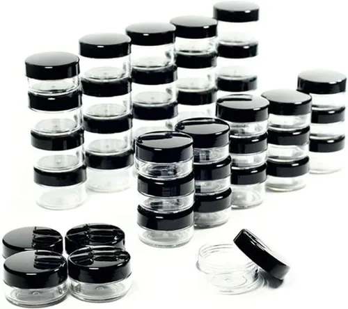 Vista 10 de 5 Gramos Contenedores de Muestra con Tapas, 25 Piezas Mini Contenedores de Maquillaje, Contenedores Cosméticos de Viaje de Plástico Vacío con Negro