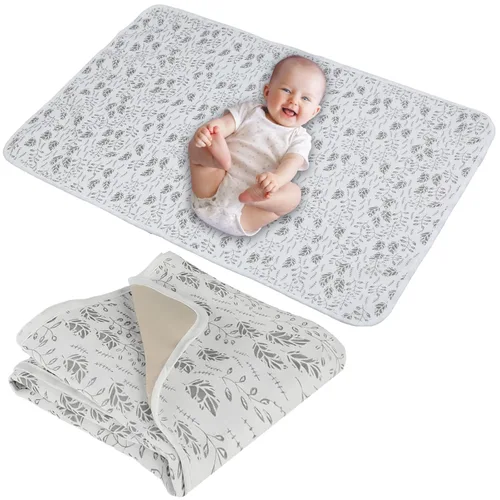 Vista 16 de Cambiador de pañales para bebé, 19.7"x25.6" forros impermeables para cambiador con parte superior frontal de algodón 100% muselina y parte trasera