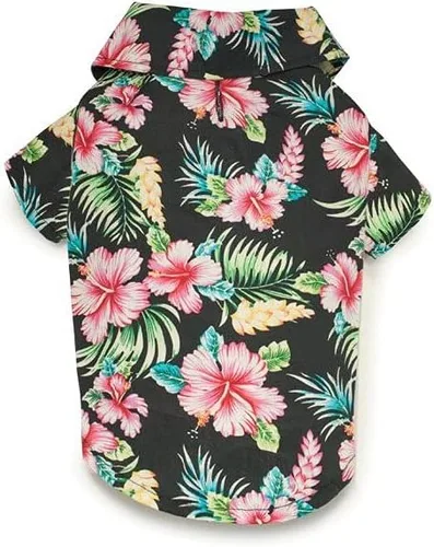 Vista 2 de Casual Canine Hawaiian Breeze - Camisa de campamento para perro, XXS, color negro