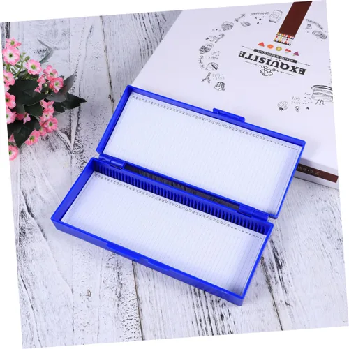 Vista 8 de SOLUSTRE Organizador de diapositivas para microscopio, tapa de caja de almacenamiento de 50 piezas, fácil de limpiar, azul marino para patología