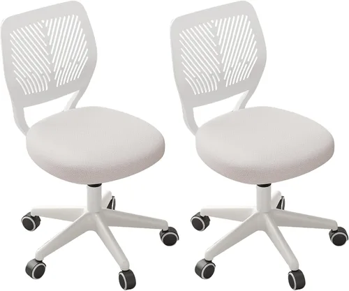 Vista 10 de JPBSTO Silla de escritorio sin brazos, silla giratoria de oficina ajustable con cojín acolchado de malla suave, silla ergonómica pequeña para Todo