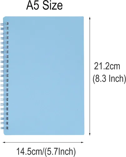 Vista 5 de Yansanido Cuaderno de espiral, 6 piezas A5 de tapa dura de plástico grueso de 0.315 pulgadas, 6 colores, 80 hojas, 160 páginas para estudio y notas