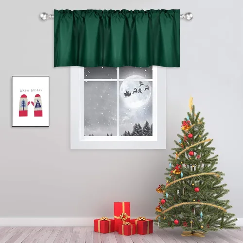 Vista 15 de DECOVSUN Cenefa morada para ventanas de 60 x 18 pulgadas, aislamiento térmico sólido, bolsillo para cortinero, cenefa corta para cocina, cenefa