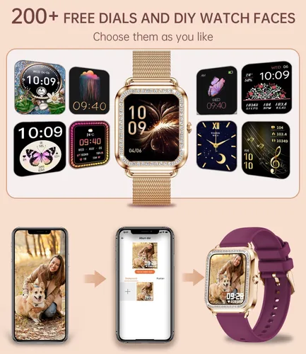 Vista 4 de Reloj inteligente para mujer (respuesta/hacer llamadas) 1.59 pulgadas rastreador de actividad física con monitor de sueño de frecuencia cardíaca