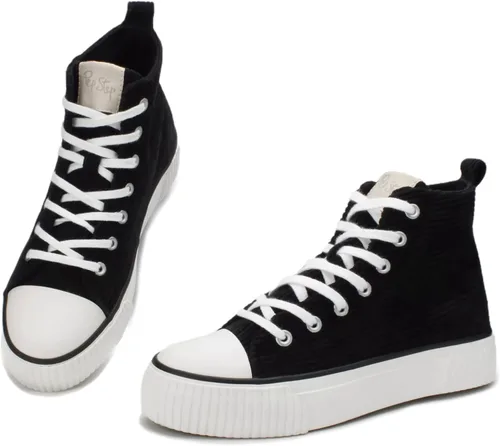 Vista 4 de PepStep Women's Fashion Platform High Top Sneakers, Cute Corduroy or Faux Lamb's Fur UpperMemory Foam Insole,Trendy Slim Shoe Lace