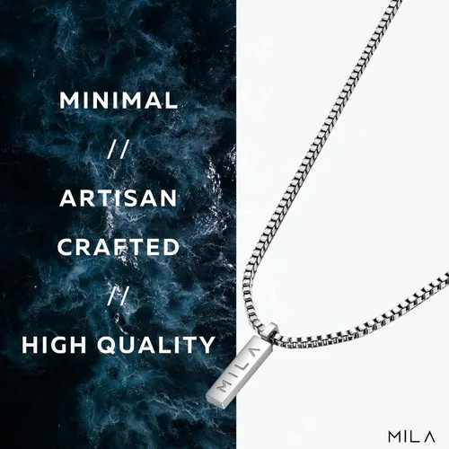 Vista 8 de Collar para hombre Collar con colgante en L Unisize L cadena de acero inoxidable para hombres y mujeres, collares geniales, cadena alternativa