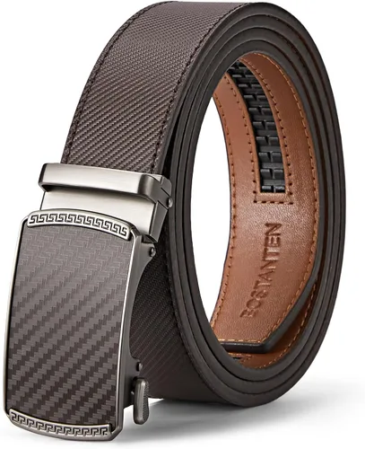 Vista 10 de BOSTANTEN - Cinturón de cuero para hombre con hebilla de rátchet para vestir y casual con hebilla ajustable, corte para adaptarse