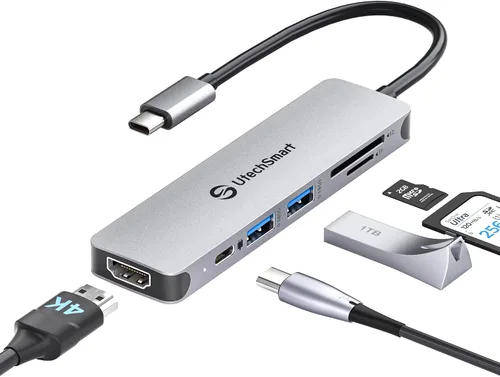 Vista 17 de UtechSmart USB C Hub,Ethernet Multiport 6 in 1 USB C to HDMI Adapter Black Negro