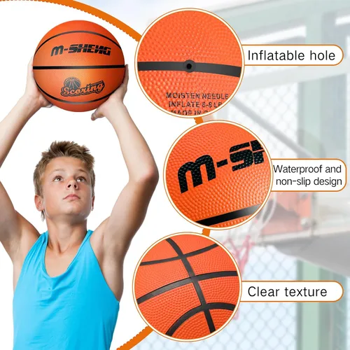 Vista 3 de Jenaai 12 pelotas de baloncesto de goma a granel tamaño oficial 5 (27.5 pulgadas) para niños y jóvenes, baloncesto al aire libre con bomba