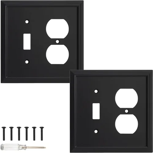 Vista 16 de Placa de pared, cubiertas de toma de corriente dúplex, cubierta de interruptor de luz negro mate - Placa de cubierta de toma de corriente eléctrica