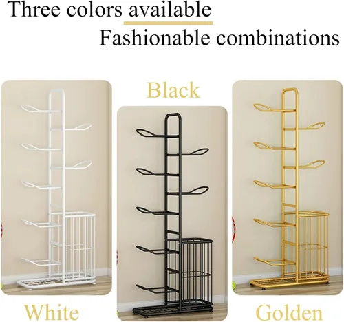 Vista 6 de Basketball Storage Rack, Sports Equipment Organizer, Yoga Mat Storage Basket, Multi-Tier Ball Storage Rack with Adjustable Feet for Garages, Courts