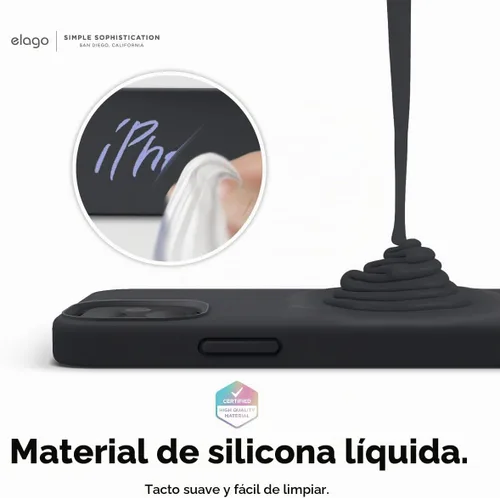 Vista 3 de elago Funda de silicona líquida prémium para iPhone 12 Mini, color negro