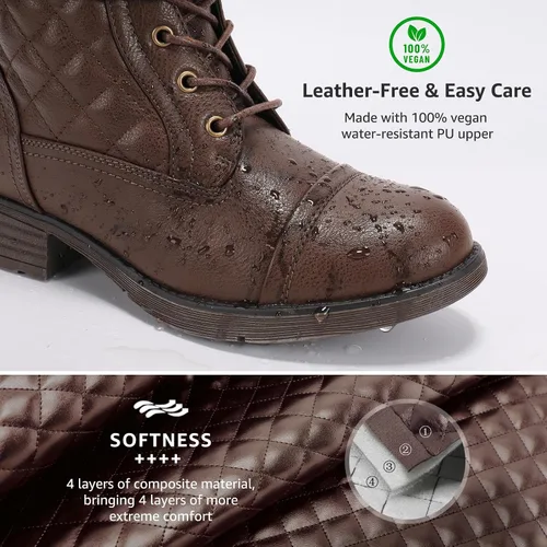 Vista 45 de STQ Botas de combate con cordones para mujer