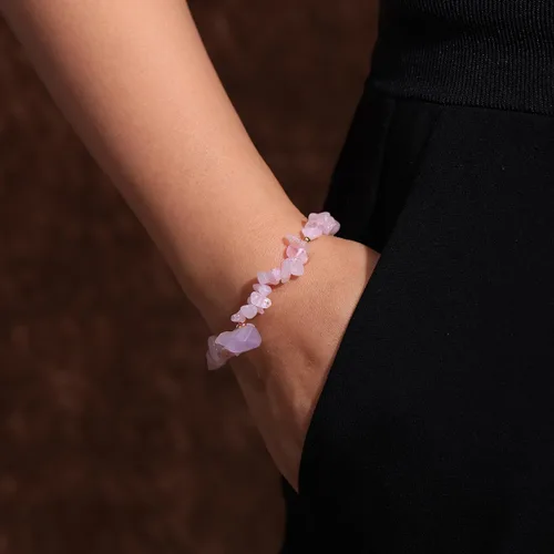 Vista 7 de Jewever Chip Reiki - Pulsera de cristal de cuarzo rosa con amatista cruda para mujer, cristales curativos y piedras preciosas para yoga, meditación