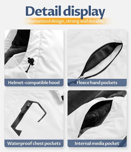 Vista 6 de CREATMO US Chaqueta de esquí impermeable de montaña para hombre, resistente al viento, abrigo de invierno cálido para snowboard