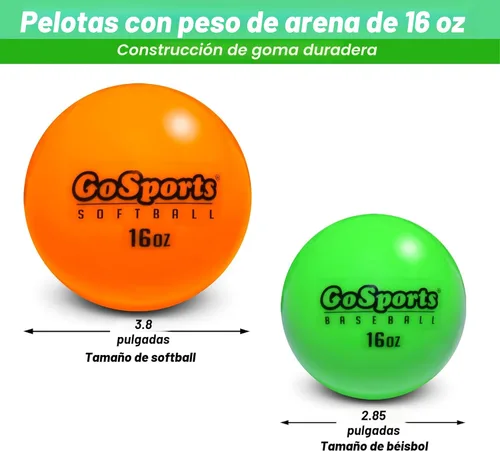 Vista 3 de GoSports Paquete de 6 bolas de softball de entrenamiento con peso de 3.82 pulgadas, entrenamiento de golpear y lanzar para todos los niveles